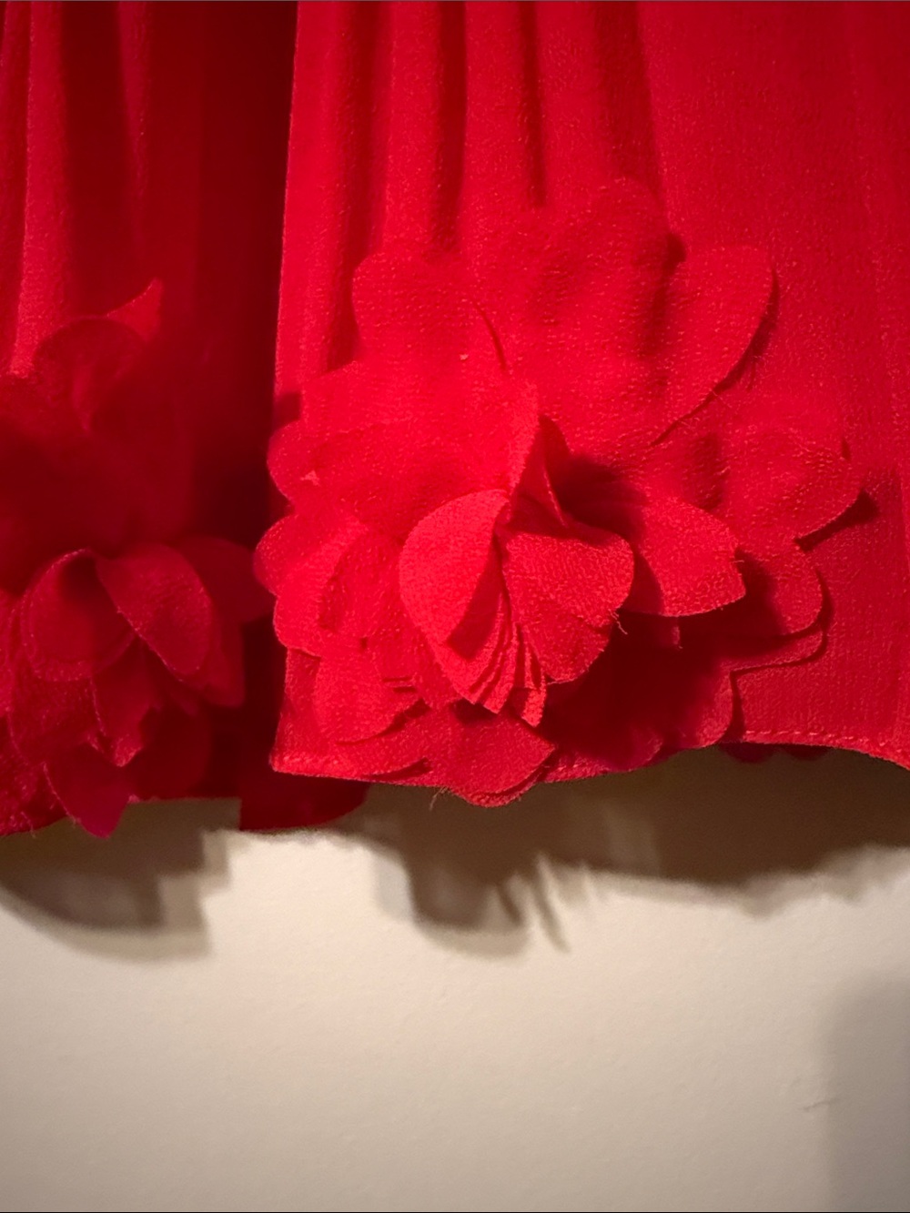 Alex Marie Red Pleated Midi Dress with Floral Trim - Picture 4 of 7